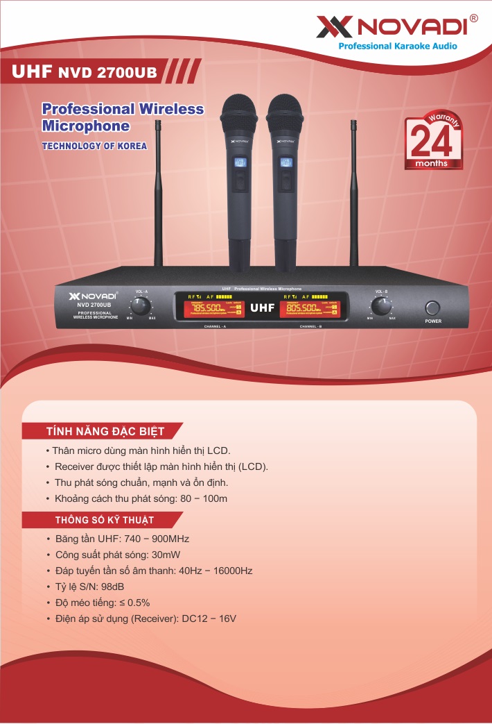 Microphone không dây NOVADI NVD-2700UB