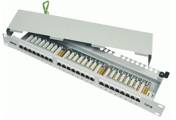 Patch panel 24 port Dintek, CAT.5e, Fully shielded (1402-03012)