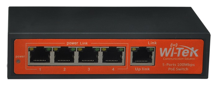 5-port 100Mbps 24V PoE Switch WITEK WI-PS105-24V