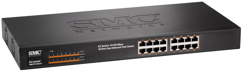 16-Port 10/100Mbps EZ Switch PoE SMC SMCFS1601P