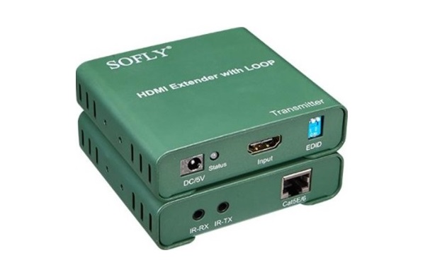 Bộ kéo dài HDMI Sofly 50 mét bằng cáp mạng (tích hợp chia 2 HDMI)