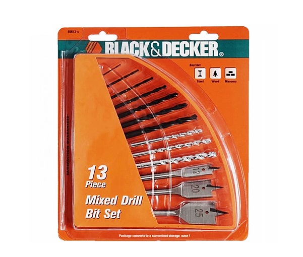 Bộ mũi khoan khoét gỗ 13 chi tiết Black & Decker 50613G