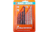 Máy công cụ BLACK & DECKER | Hộp 9 mũi khoan hỗn hợp Black & Decker A8106G