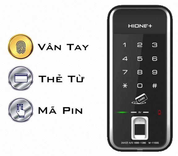 Khóa cửa điện tử cao cấp dùng vân tay, mã pin và thẻ từ HIONE+ M-1190S