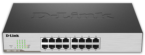 16-port UTP 10/100/1000Mbps Layer 2 Lite EasySmart Switch D-Link DGS-1100-16/MRS 