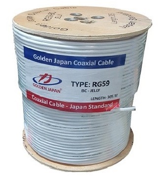 Cáp đồng trục có dầu chống ẩm 305 mét/ cuộn GOLDEN JAPAN RG59+2C