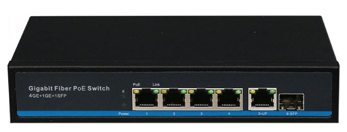 4-Port GE PoE + 1-Port Giga Uplink + 1-Port SFP Switch HASIVO S600P-4G-1TS