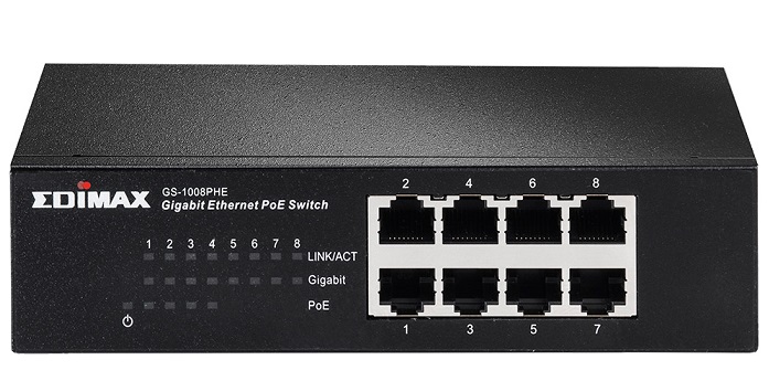 8-Port Gigabit Ethernet with 4 PoE+ Ports (40W) Switch EDIMAX GS-1008PHE