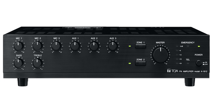 Mixer Amplifier 120W chọn 2 vùng loa TOA A-1812