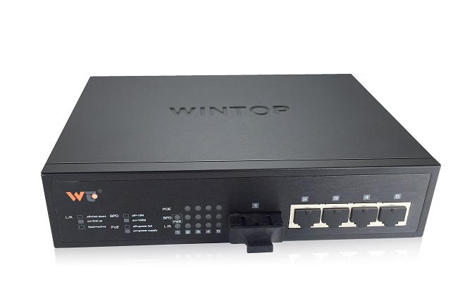 4-port 10/100/1000Base-T+1-port 1000Base-F PoE Switch WINTOP YT-DS106-1GF5GT-AT