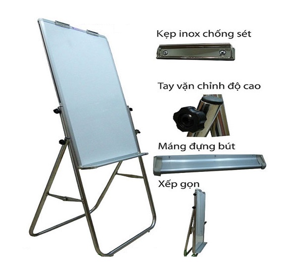 Bảng Flipchart viết bút lông từ tính chân inox BAVICO kích thước 120x180cm