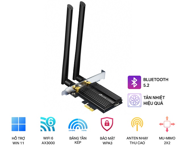 AX3000 Wi-Fi 6 Bluetooth 5.0 PCIe Adapter TP-LINK Archer TX50E