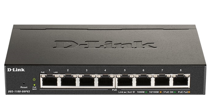 8-Port Gigabit PoE Smart Managed Switch D-Link DGS-1100-08PV2