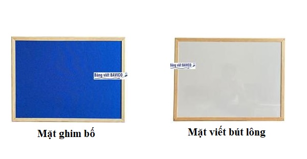 Bảng treo tường 2 mặt ghim vải bố và mặt viết bút lông BAVICO 60x80cm