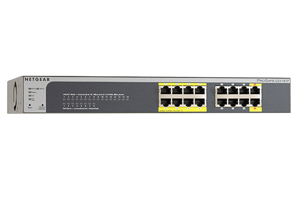 16-Port PoE Gigabit Ethernet Smart Switch with 2 PD Port NETGEAR GS516TP