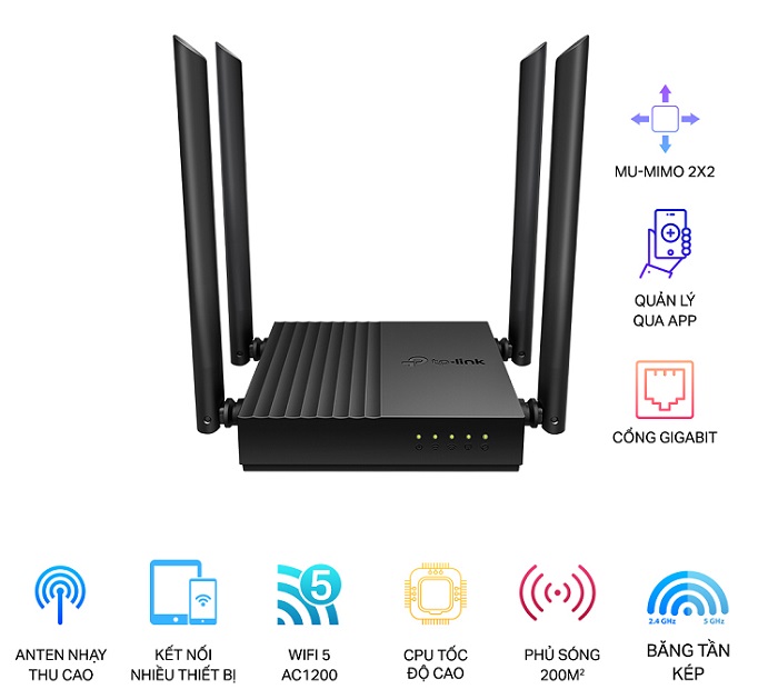 AC1200 Wireless MU-MIMO WiFi Router TP-LINK Archer C64