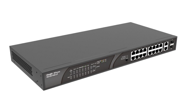 16-Port 10/100Mbps PoE + 2-Port Gigabit Combo Unmanaged Switch RUIJIE RG-ES118S-LP