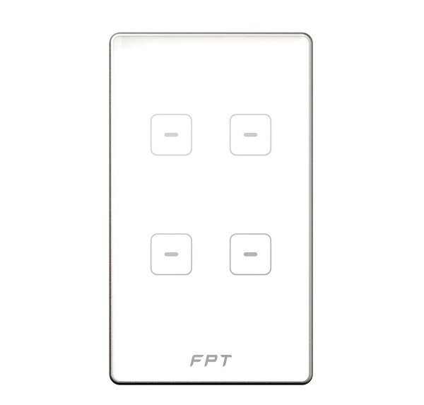 Công tắc cảm ứng 4 nút chữ nhật trắng FPT Smart Home SNZD014