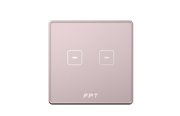 Công tắc cảm ứng 2 nút vuông công suất cao Rose Gold FPT Smart Home SNZD0229