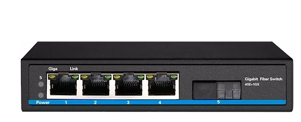 Media Converter Unmanaged Fiber Switch HASIVO S600-4G-1GX (Mode A)