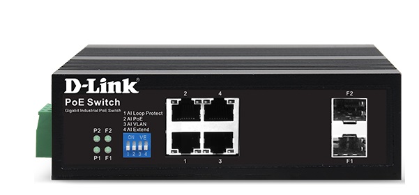 4-Port Gigabit PoE + 2-Port Gigabit SFP Industrial Unmanaged Switch D-Link DIS-F1006PS-E