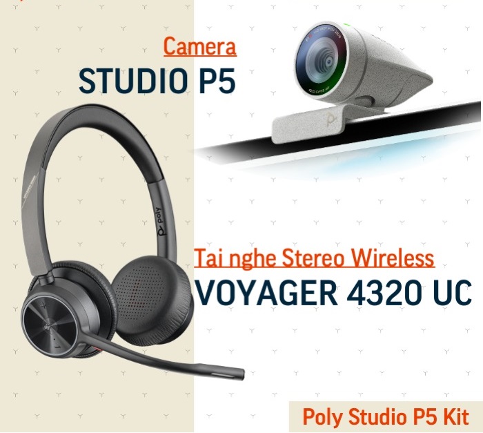 Bộ Kit camera hội nghị truyền hình Poly Studio P5 with Voyager 4320 UC (P5Kit-V4320)