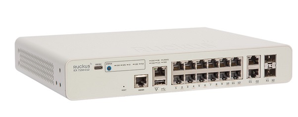 14-Port Gigabit + 2-Port Gigabit SFP PoE Switch RUCKUS ICX7150-C12P-2X1G