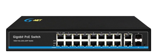 16-Port 10/100/1000Base-TX PoE Switch G-NET G-PES-2GX2GT16GP-SFP