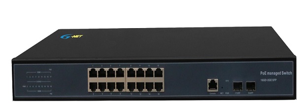 16-port GE + 2-port GE SFP PoE Managed Switch G-NET GX-MPS-2GX16GP-SFP