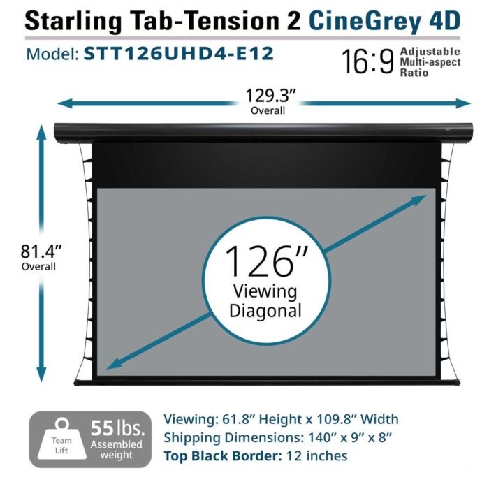 Màn chiếu điện Tab-tension 126-inch Elite Screens STT126UHD4-E12