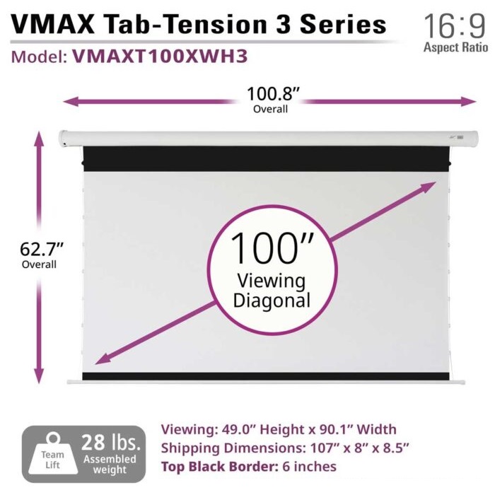 Màn chiếu điện Tab-tension 100-inch Elite Screens VMAXT100XWH3