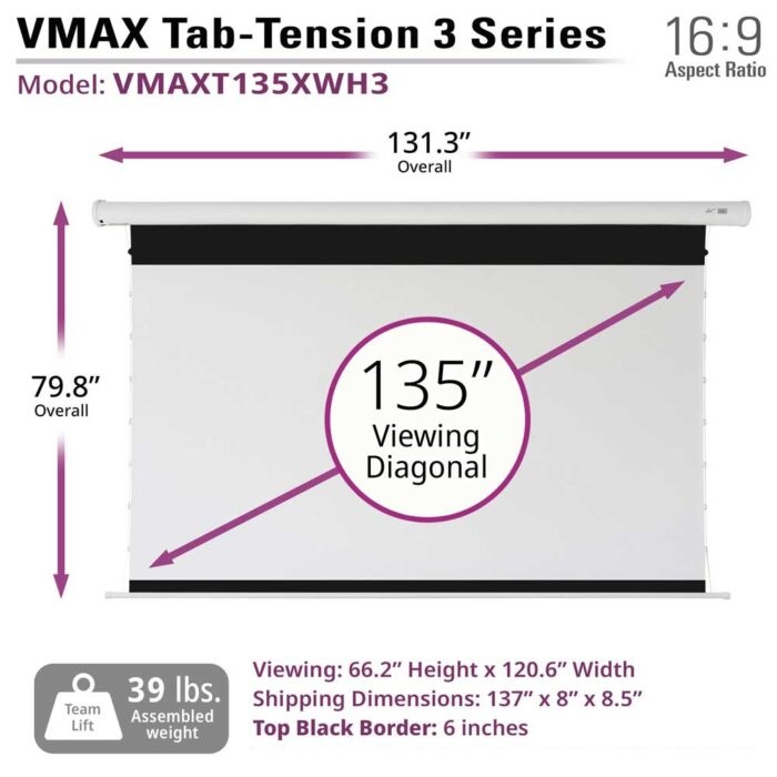 Màn chiếu điện Tab-tension 135-inch Elite Screens VMAXT135XWH3