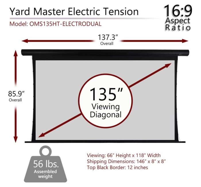 Màn chiếu điện Tab-tension 135-inch Elite Screens OMS135HT-ELECTRODUAL