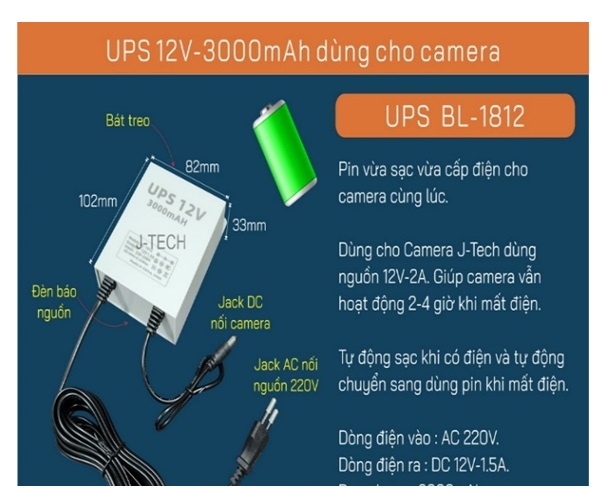 Pin sạc cho Camera Wifi J-Tech BL-1812