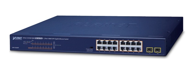 16-Port 10/100/1000T 802.3at PoE + 2-Port 1000X SFP Switch PLANET GSW-1820HP