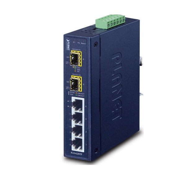 4-Port GE + 2-Port 100/1G/2.5G SFP Industrial Switch PLANET IGS-620TF