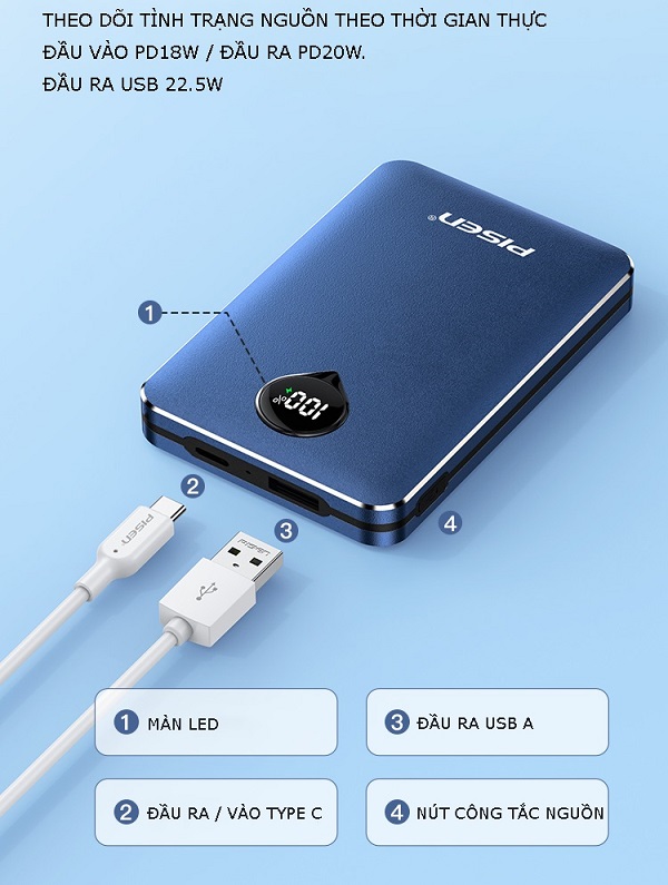 Pin sạc dự phòng không dây 10000mAh PISEN CCY-DY19