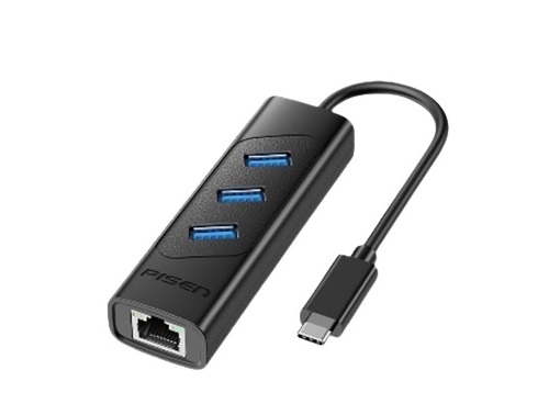 Hub chuyển đổi Type-C sang 3 cổng USB + LAN PISEN NJ-TC28