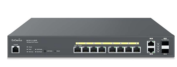 Cloud Managed 130W PoE+ 8 Port Gigabit Switch EnGenius ECS1112FP