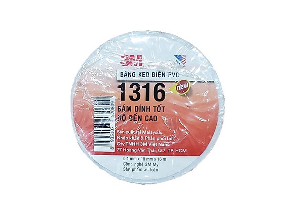 Băng keo điện PVC 3M 1316 (trắng)