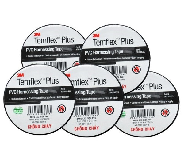 Băng keo điện PVC Harnessing Tape Temflex Plus 3M (đen)