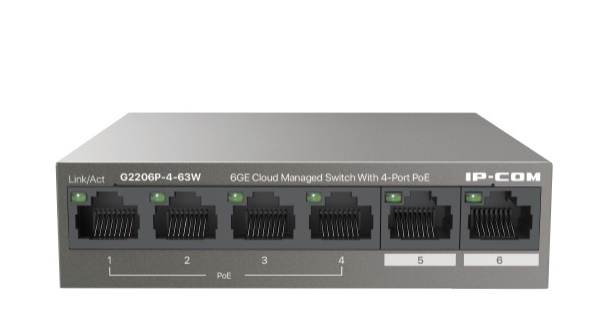 6GE Cloud Managed Switch with 4-port PoE IP-COM G2206P-4-63W