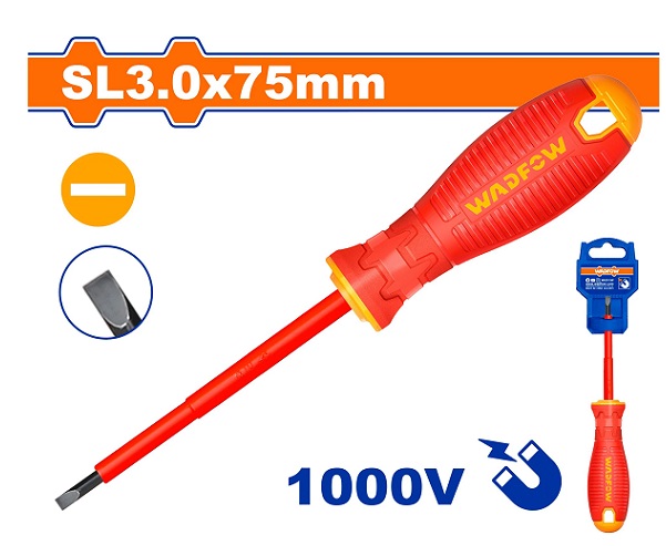 Tua vít dẹp cách điện SL3x75mm WADFOW WSD7233