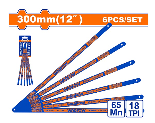 Bộ 6 lưỡi khung cưa sắt 300mm 18T WADFOW WHB2118