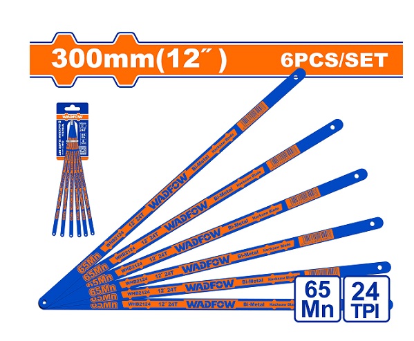 Bộ 6 lưỡi khung cưa sắt 300mm 24T WADFOW WHB2124