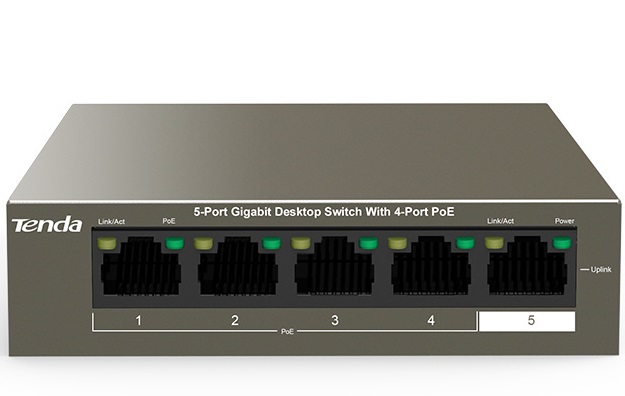 5-Port Gigabit Desktop PoE Switch TENDA TEG1105P-4-63W
