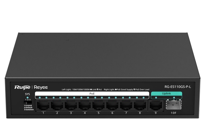 10-Port 10/100/1000Mbps Unmanaged PoE Switch RUIJIE RG-ES110GS-P-L