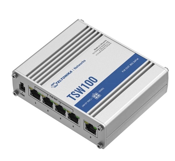 5-port Gigabit Ethernet Industrial PoE Switch Teltonika TSW100