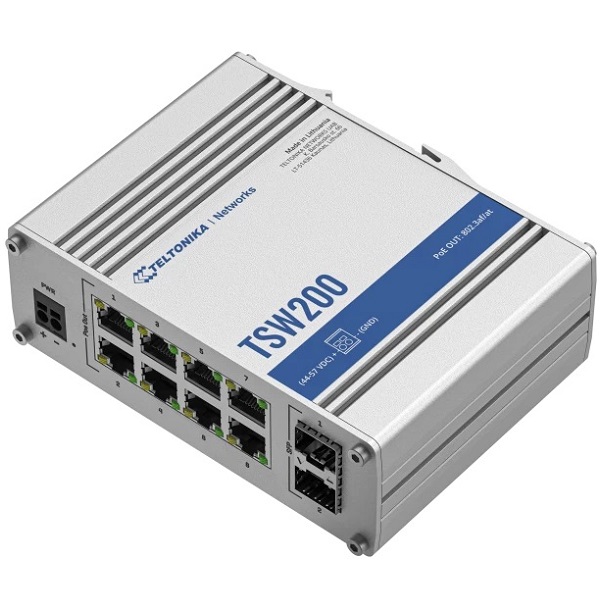 8-port Gigabit Ethernet Industrial PoE Switch Teltonika TSW200