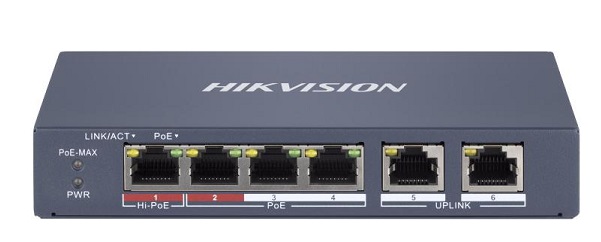 Smart Managed 4-Port 100Mbps Hi-PoE Switch HIKVISION DS-3E1106HP-EI